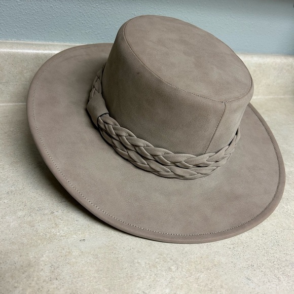 Anthropologie ASN braided rancher Taupe Wide-Brim Hat - Picture 2 of 6